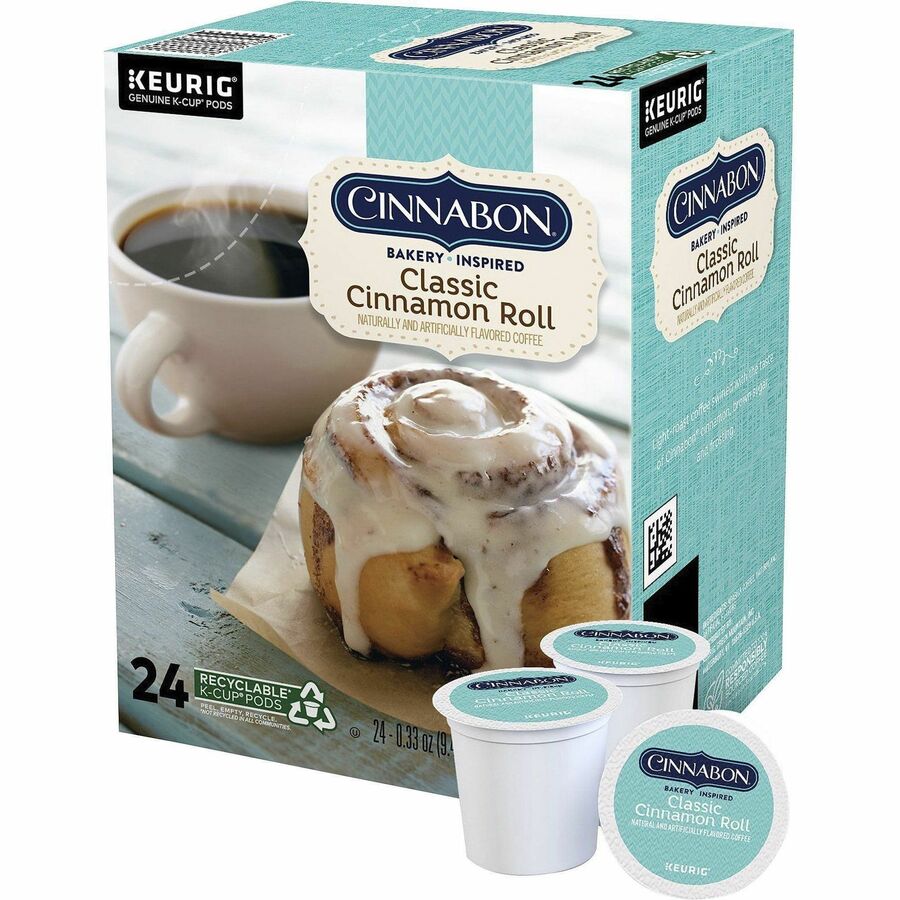 Cinnabon® K-Cup Pod Coffee - Compatible with Keurig Brewer - Regular - Light - Classic Cinnamon Roll - Kosher