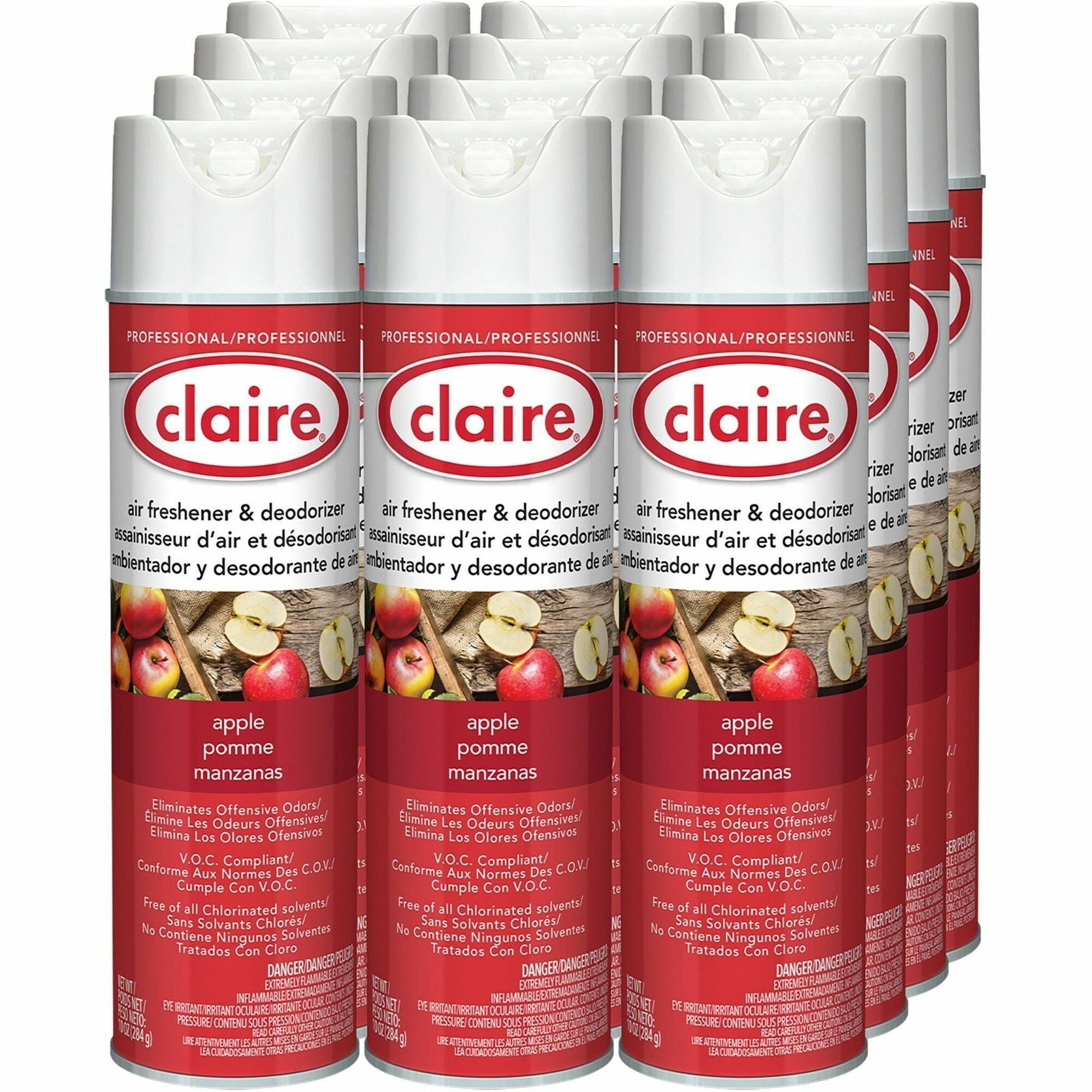 Claire Air Freshener/Deodorizer - Spray - 20 fl oz (0.6 quart) - Apple - Odor Neutralizer Ozone-safe Residue-free