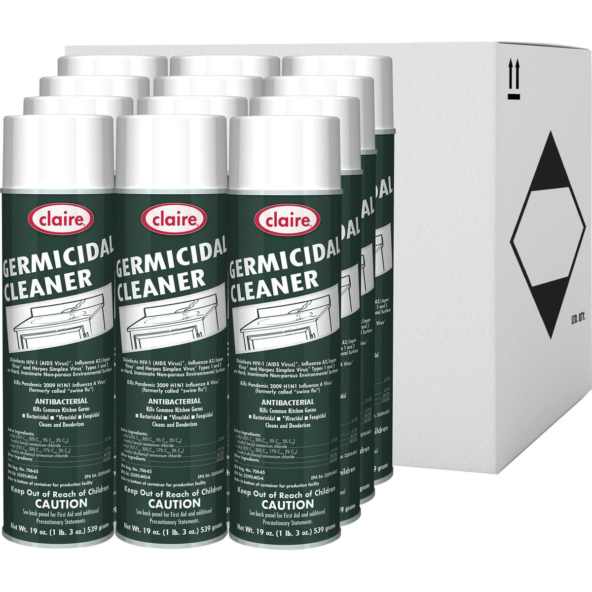 Claire Foaming Germicidal Cleaner: Floral Scent Disinfectant - 12/Carton - Disinfectants