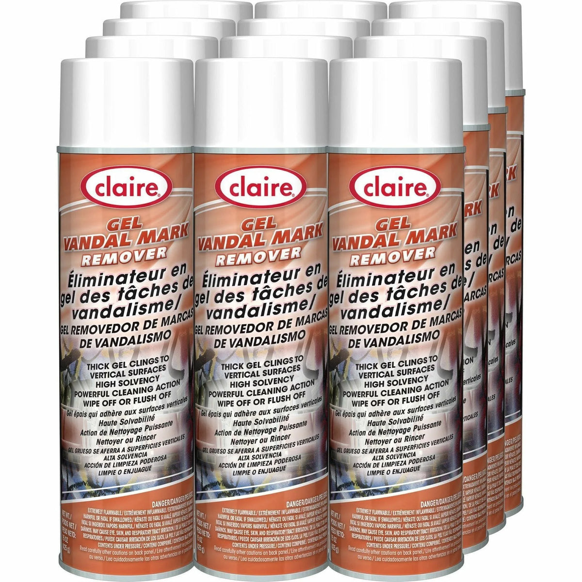 Claire Gel Vandal Mark Remover: Easy-to-Use Knockout Orange - 12/Carton - Specialty Cleaners