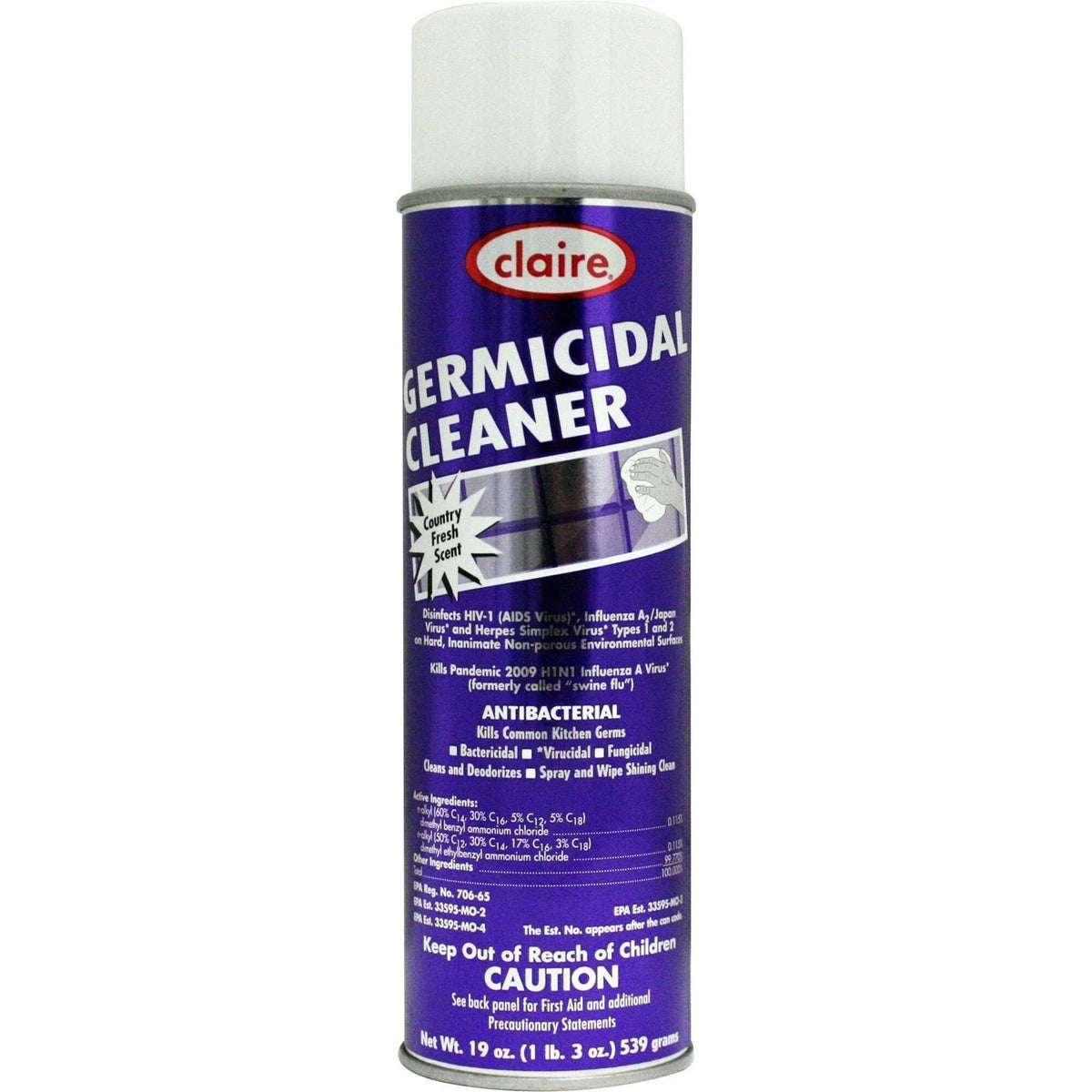 Claire Germicidal Cleaner: Country Garden Scent - 19 fl oz - Deodorize & Disinfect - White Can - Disinfectants