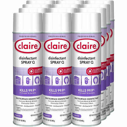 Claire Multipurpose Disinfectant Spray: Lavender Scent - 17 fl oz - 12/Carton - Disinfectants