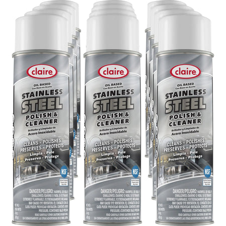 Claire Stainless Steel Polish: Lemon-Scented Cleaner (12/Carton) - Specialty Cleaners