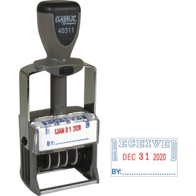 ClassiX by Xstamper Heavy-duty RECEIVED Self-Ink Dater Stamp - Red/Blue Metal/Plastic - Daters