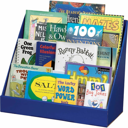 Classroom Keepers 3-Tier Corrugated Book Shelf - Sturdy & Recycled - Blue - Organizers