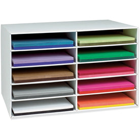 Classroom Keepers Construction Paper Storage - 10 Compartments - 70% Recycled - White - Organizers