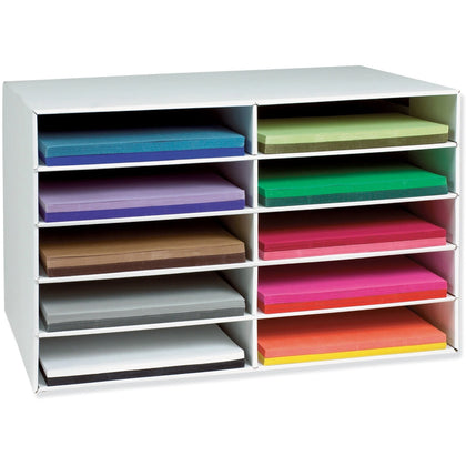 Classroom Keepers Construction Paper Storage - 10 Compartments - 70% Recycled - White - Organizers