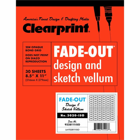 Clearprint Isometric Grid Paper Pad - 30 Sheets 8 1/2’’ x 11’’ - White - Graph