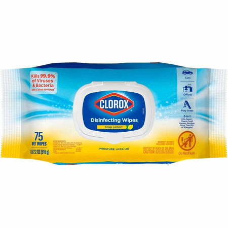 Clorox Disinfecting Cleaning Wipes: Crisp Lemon Scent - 75 Wipes