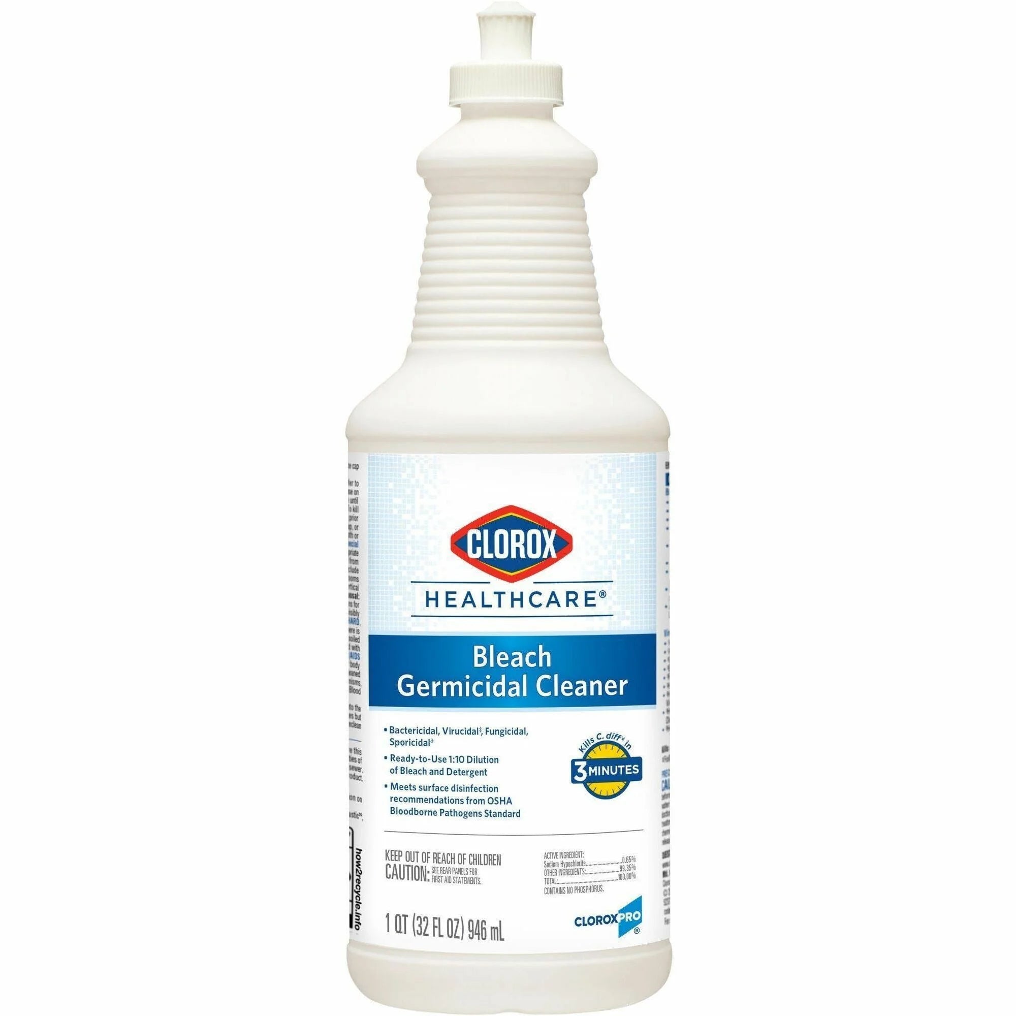 Clorox Healthcare Bleach Germicidal Cleaner - 32 oz - Disinfectant for Hard Surfaces - Disinfectants