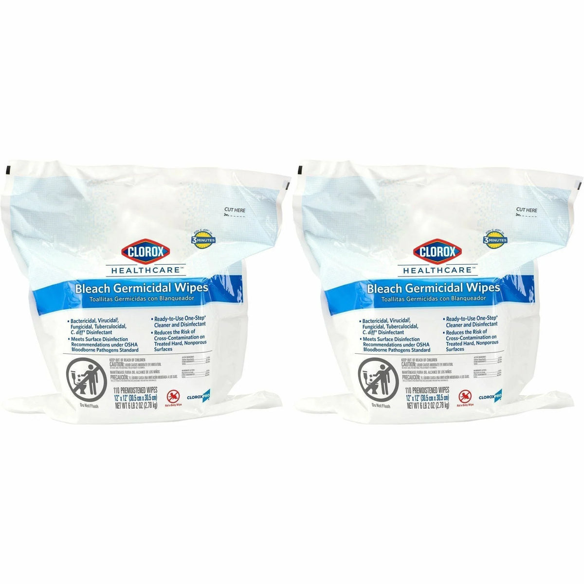 Clorox Healthcare Bleach Germicidal Wipes: 200/Pallet Refill - Cleaning Wipes