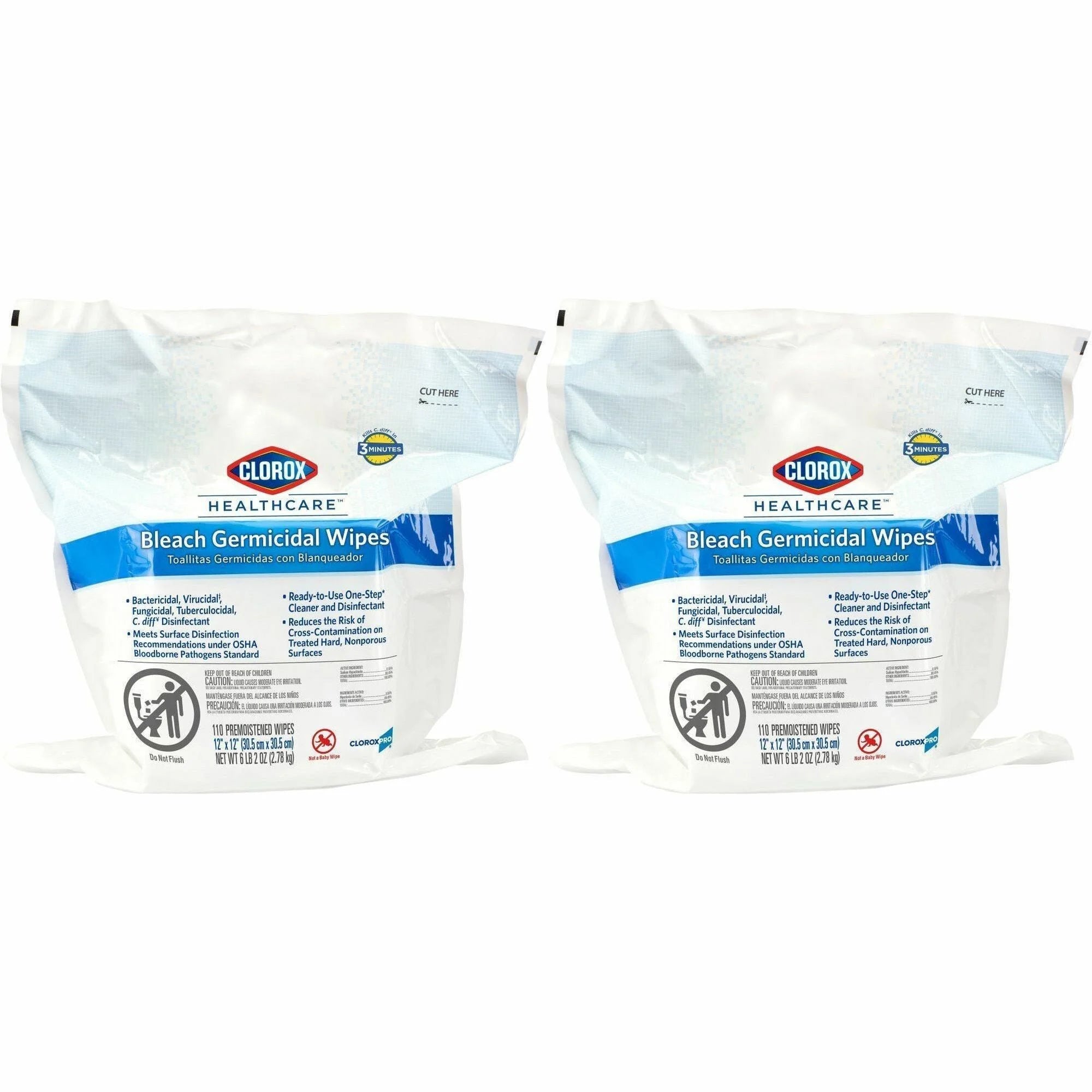 Clorox Healthcare Bleach Germicidal Wipes: 200/Pallet Refill - Cleaning Wipes