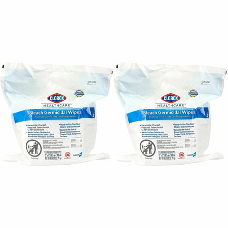 Clorox Healthcare Bleach Germicidal Wipes: Healthcare-Grade Disinfectant - 110/Bag - Cleaning Wipes