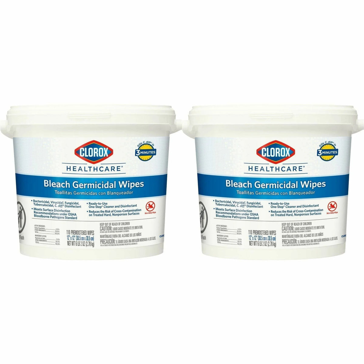 Clorox Healthcare Bleach Germicidal Wipes - Ready-To-Use - 100/Pallet - Cleaning