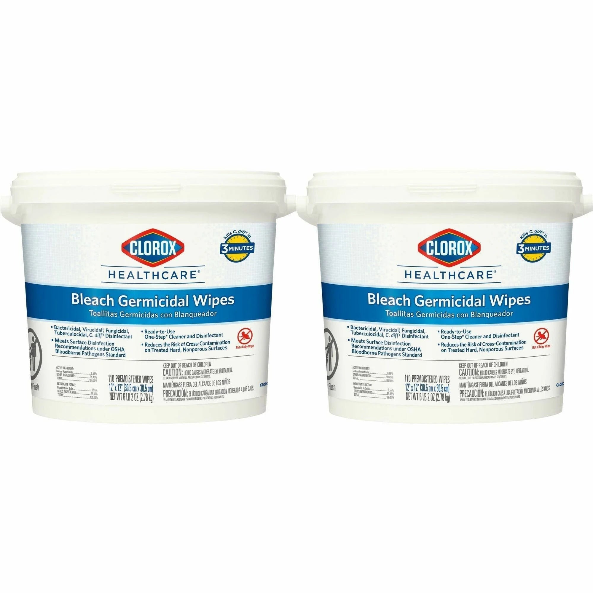 Clorox Healthcare Bleach Germicidal Wipes - Ready-To-Use - 100/Pallet - Cleaning