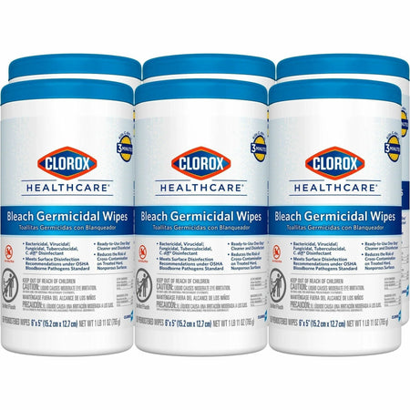 Clorox Healthcare Bleach Germicidal Wipes - Ready-To-Use - 150 - Cleaning