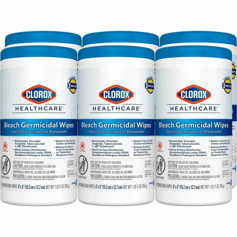 Clorox Healthcare Bleach Germicidal Wipes - Ready-To-Use - 150 - Cleaning