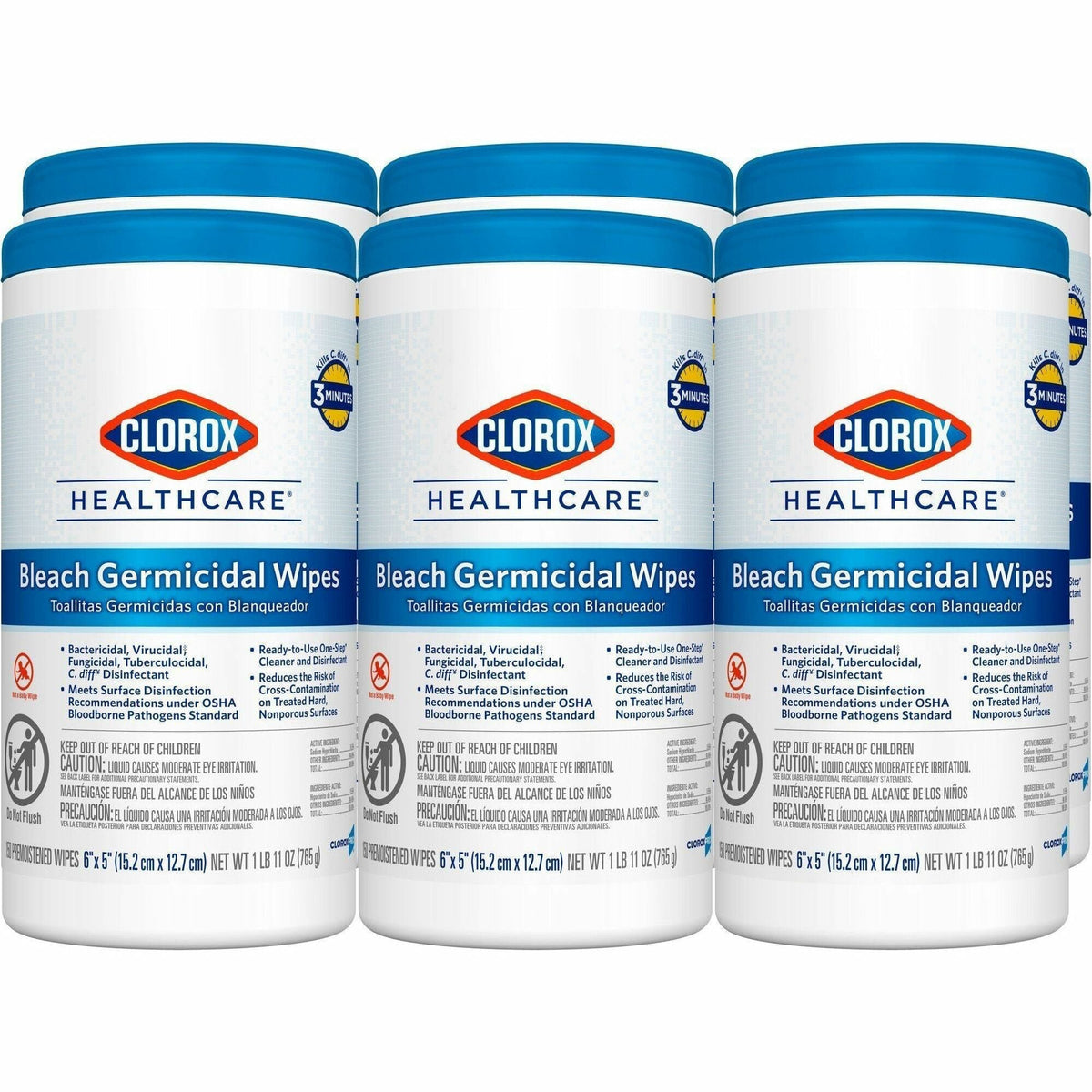 Clorox Healthcare Bleach Germicidal Wipes - Ready-To-Use - 300/Pallet - Cleaning