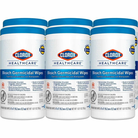 Clorox Healthcare Bleach Germicidal Wipes - Ready-To-Use - 300/Pallet - Cleaning