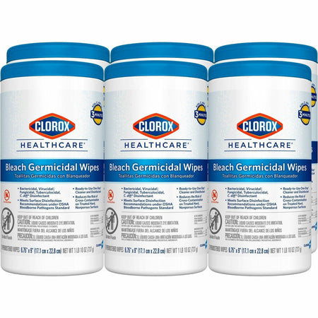Clorox Healthcare Bleach Germicidal Wipes - Ready-To-Use - 450/Pallet - Cleaning
