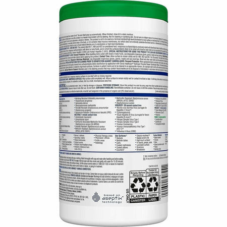 Clorox Healthcare Hydrogen Peroxide Cleaner Disinfectant Wipes - Rear