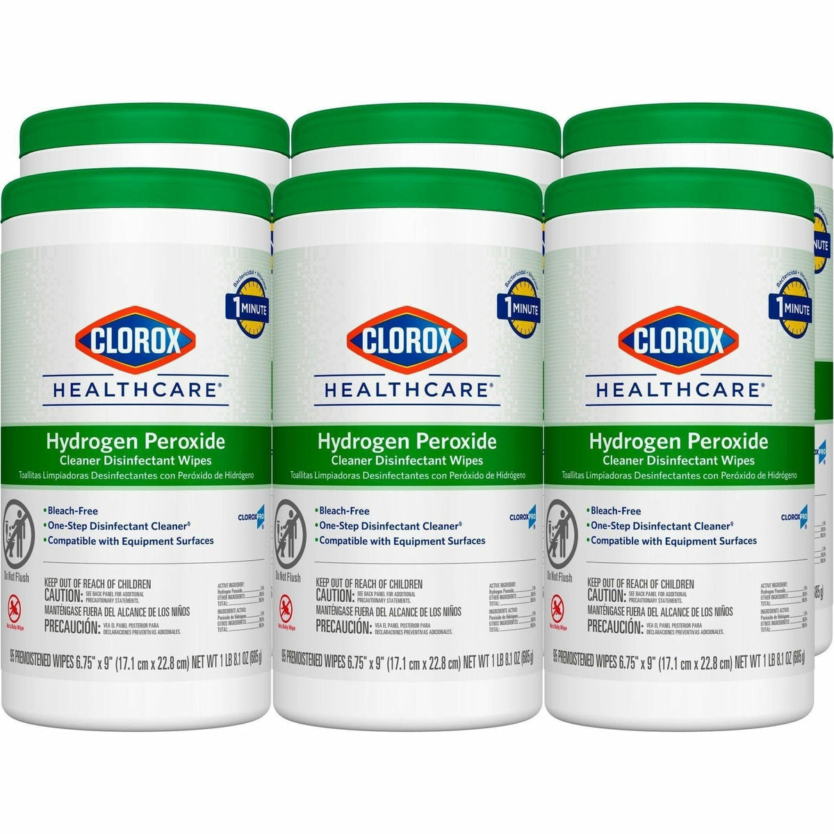 Clorox Healthcare Hydrogen Peroxide Cleaner Wipes - Soap Scum Remover - 95 Wipes/Tub - Cleaning