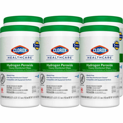 Clorox Healthcare Hydrogen Peroxide Disinfectant Wipes - Antibacterial - 155 Wipes/Tub - 6 Carton - Cleaning
