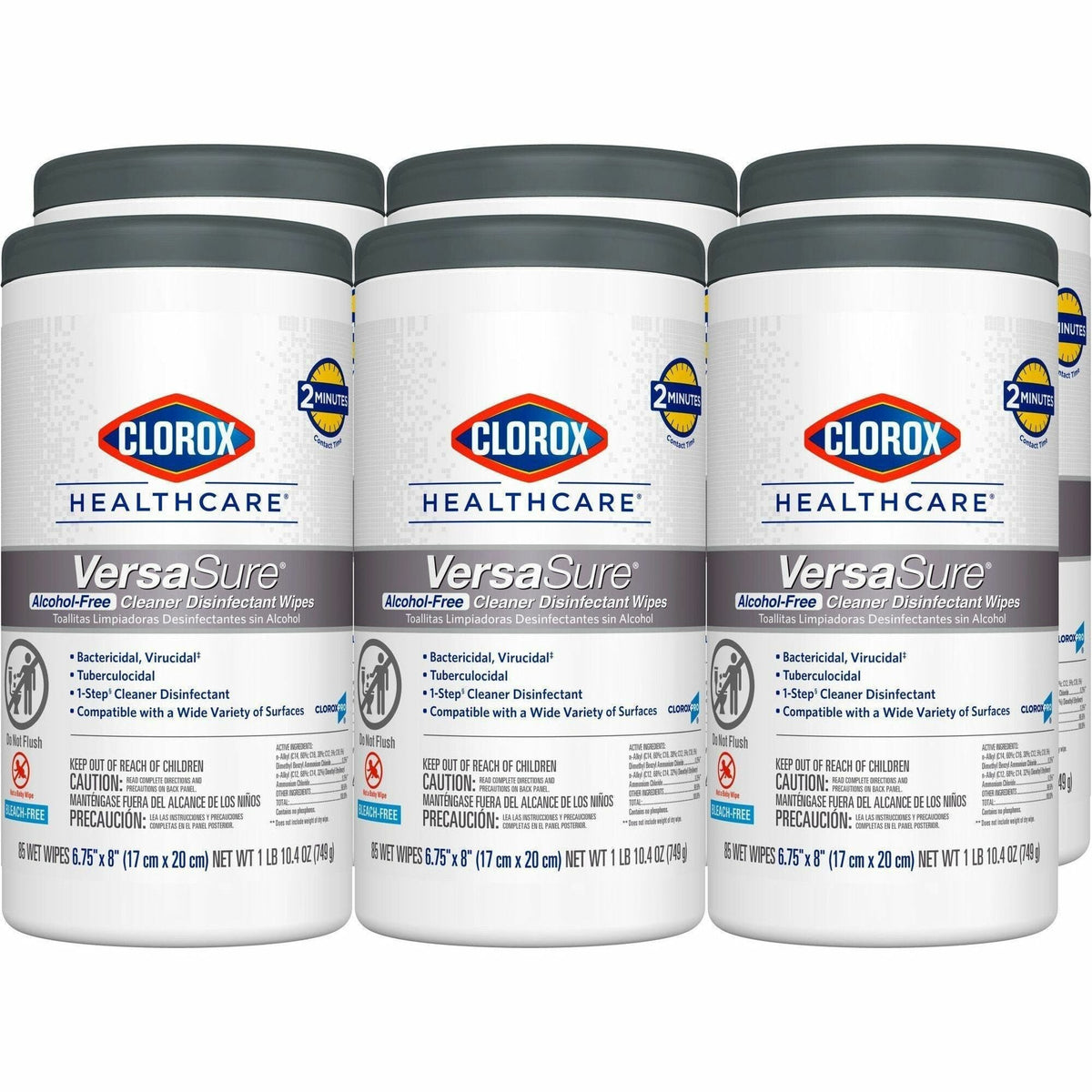 Clorox Healthcare VersaSure Disinfectant Wipes - Durable Alcohol-free Fragrance-free - 85 Wipes/Tub - 6 Carton