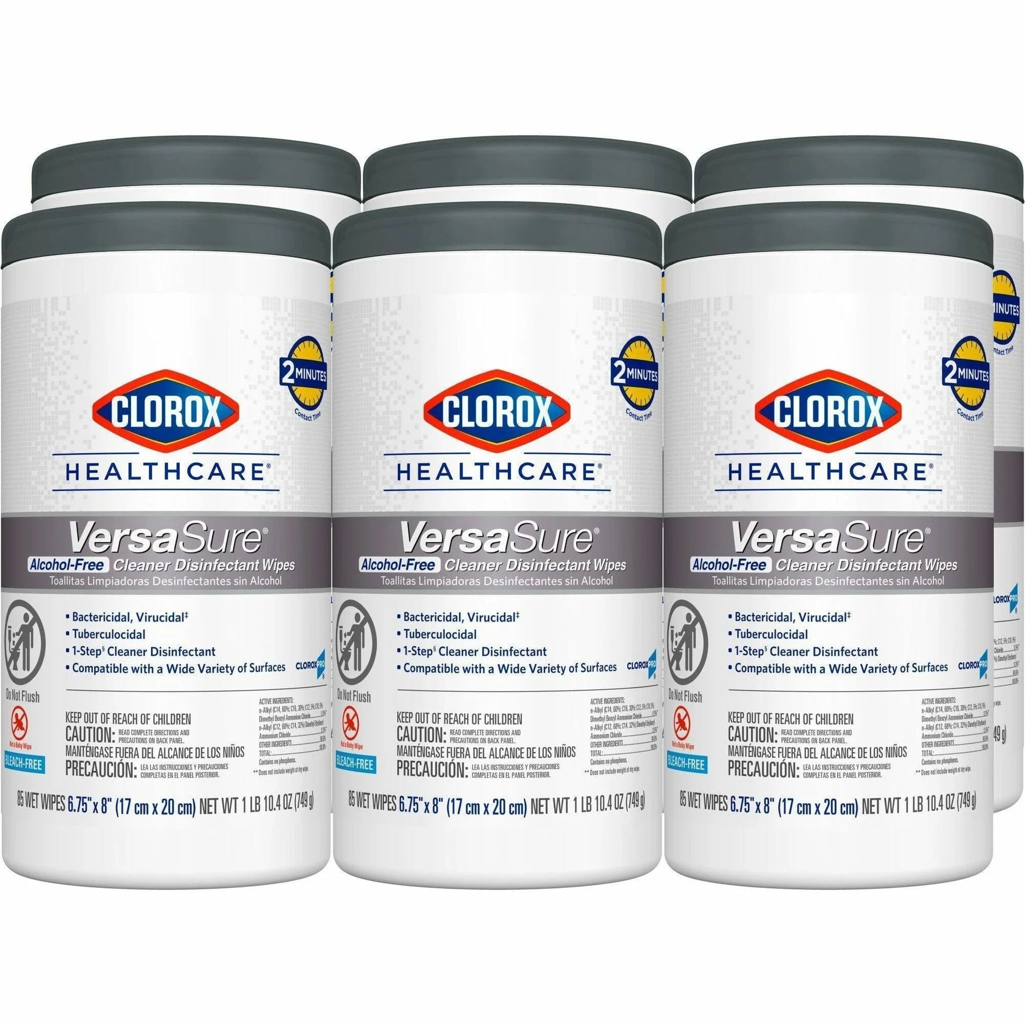 Clorox Healthcare VersaSure Disinfectant Wipes - Durable Alcohol-free Fragrance-free - 85 Wipes/Tub - 6 Carton