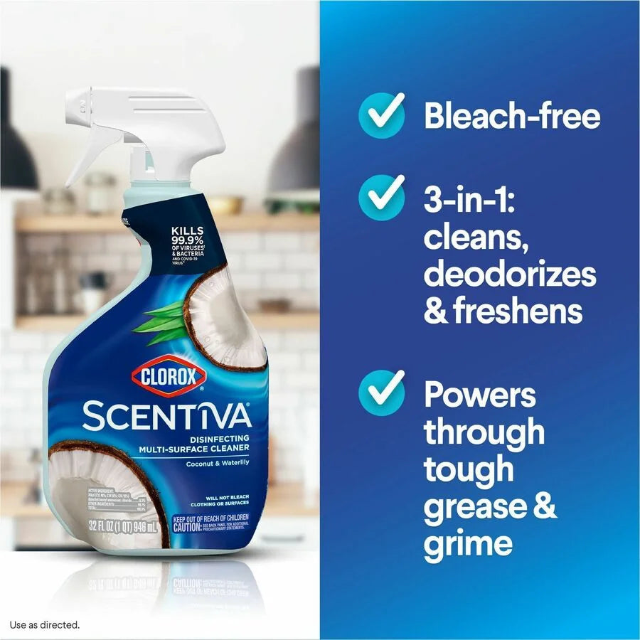 Clorox Scentiva Multi-Surface Cleaner: Coconut & Water Lily Scent 32 fl oz - Disinfectant Spray - Disinfectants