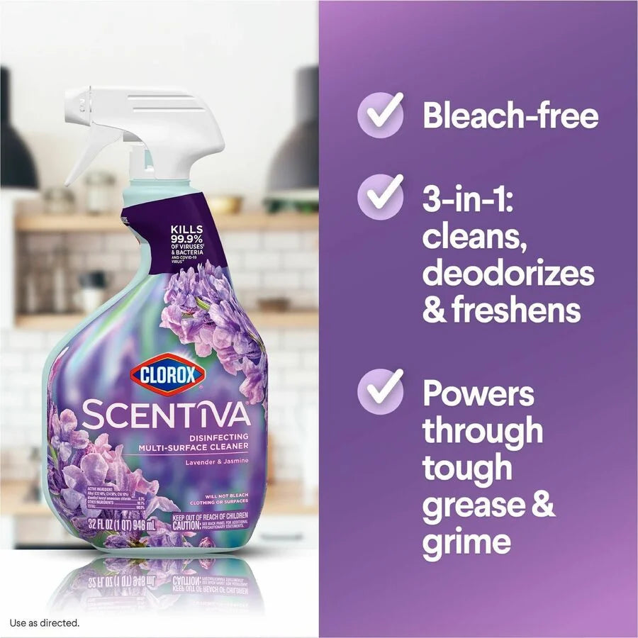 Clorox Scentiva Multi-Surface Cleaner: Lavender & Jasmine Scent - 32 fl oz - Disinfectant Deodorizer - Disinfectants