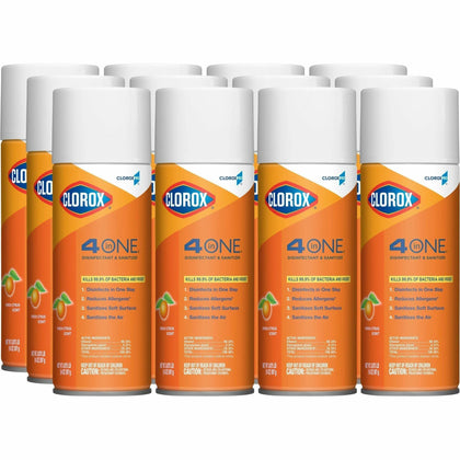 CloroxPro™ 4 in One Disinfectant & Sanitizer - 14 fl oz (0.4 quart) - Fresh Citrus Scent - Deodorize - 12 / Carton