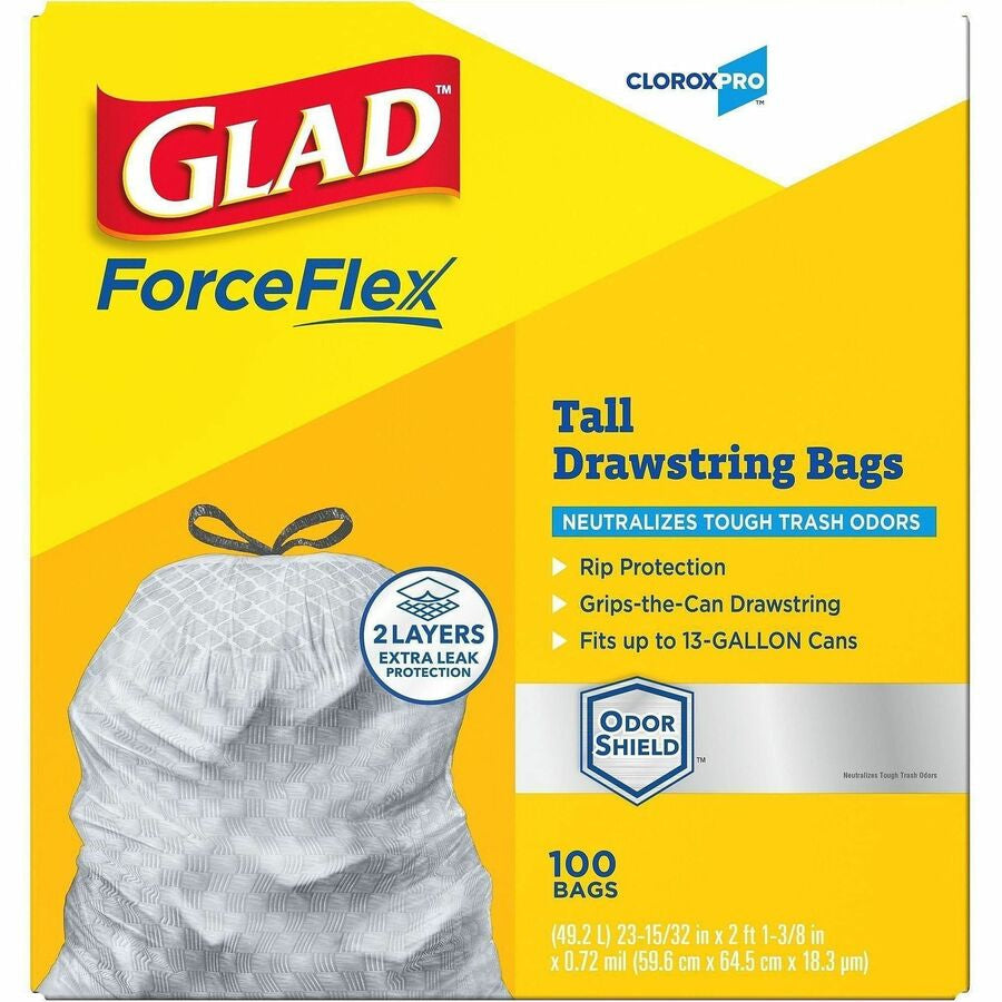 CloroxPro™ Glad&reg; ForceFlex Tall Kitchen Drawstring Trash Bags - Front