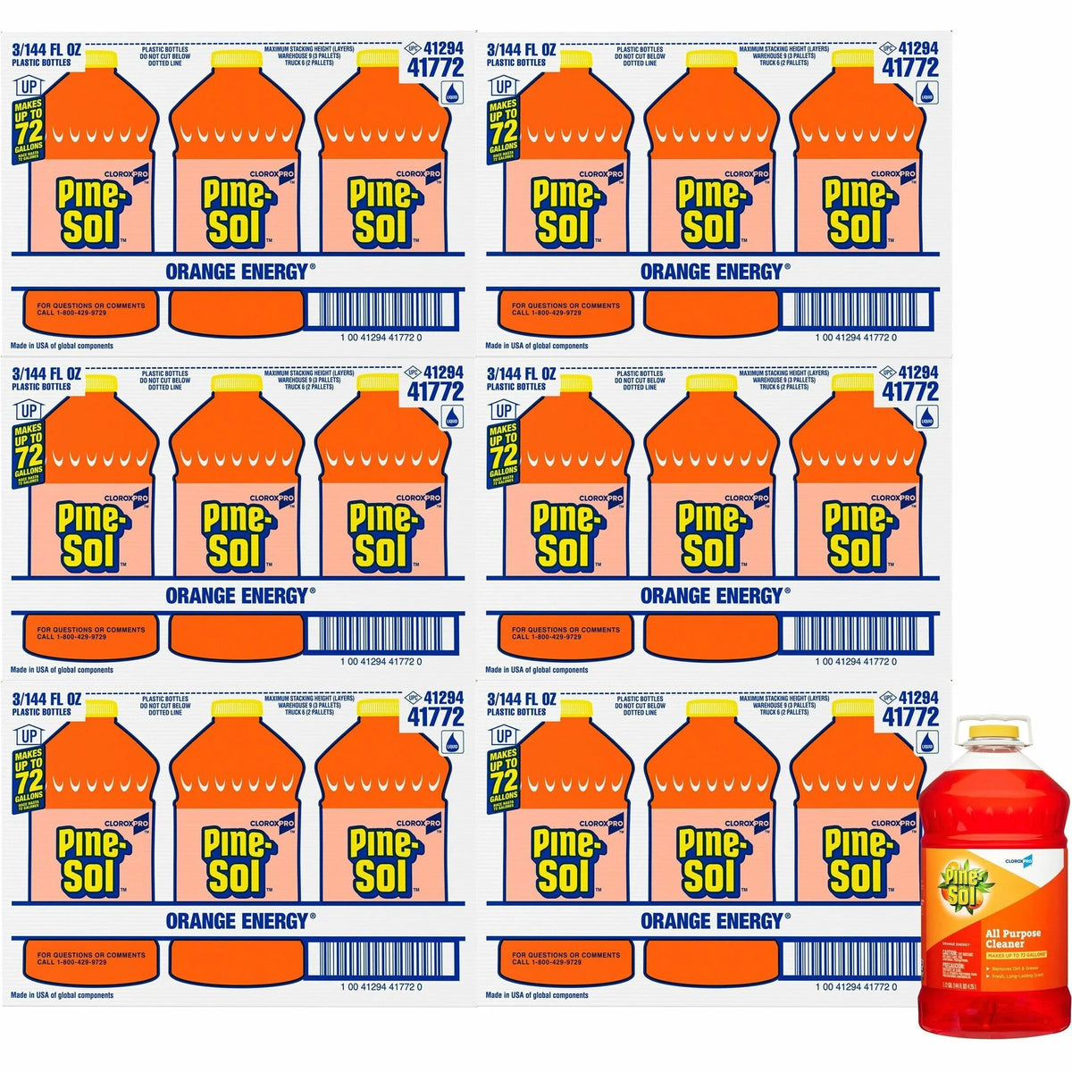CloroxPro™ Pine-Sol Concentrate - 144 fl oz - Orange Energy Scent - Antibacterial - 126/Pallet - Multipurpose Cleaners