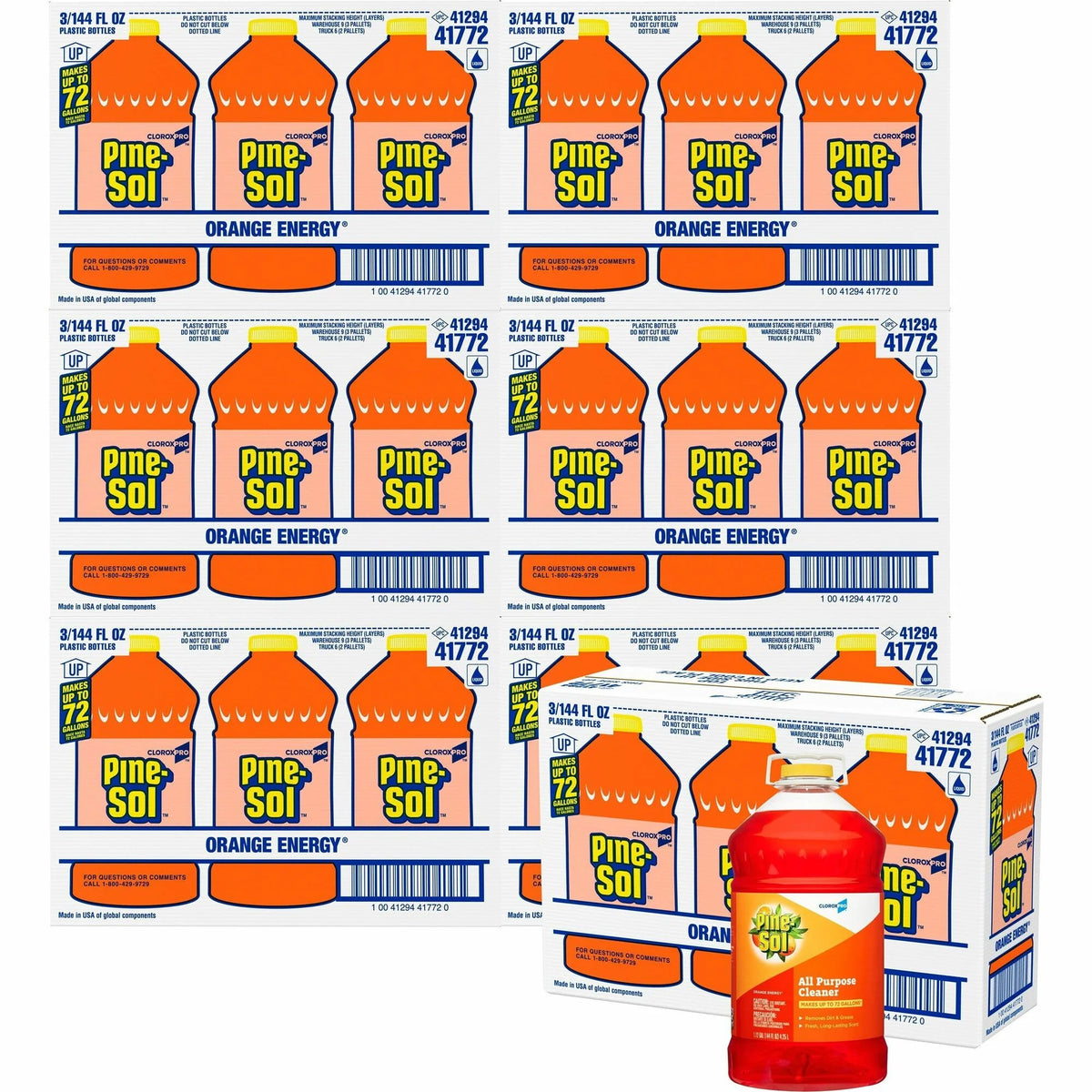 CloroxPro™ Pine-Sol Concentrate: Orange Energy Scent - 144 fl oz - Antibacterial Cleaner Bundle - Multipurpose Cleaners