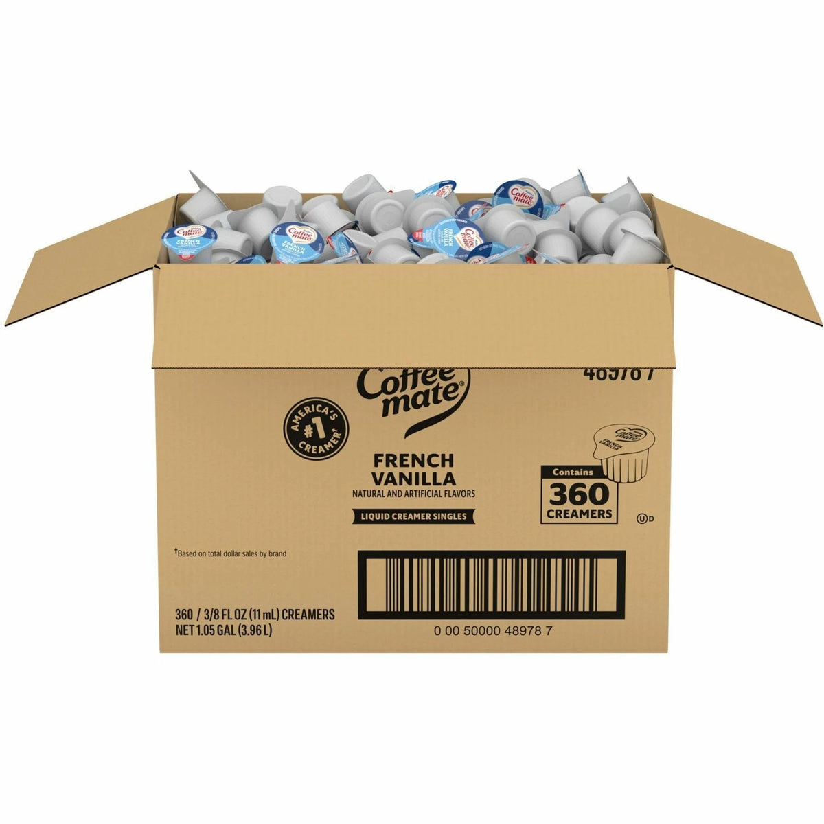 Coffee Mate French Vanilla Liquid Creamer Singles - Convenient 1 Serving Packets - 360/Carton - Creamers