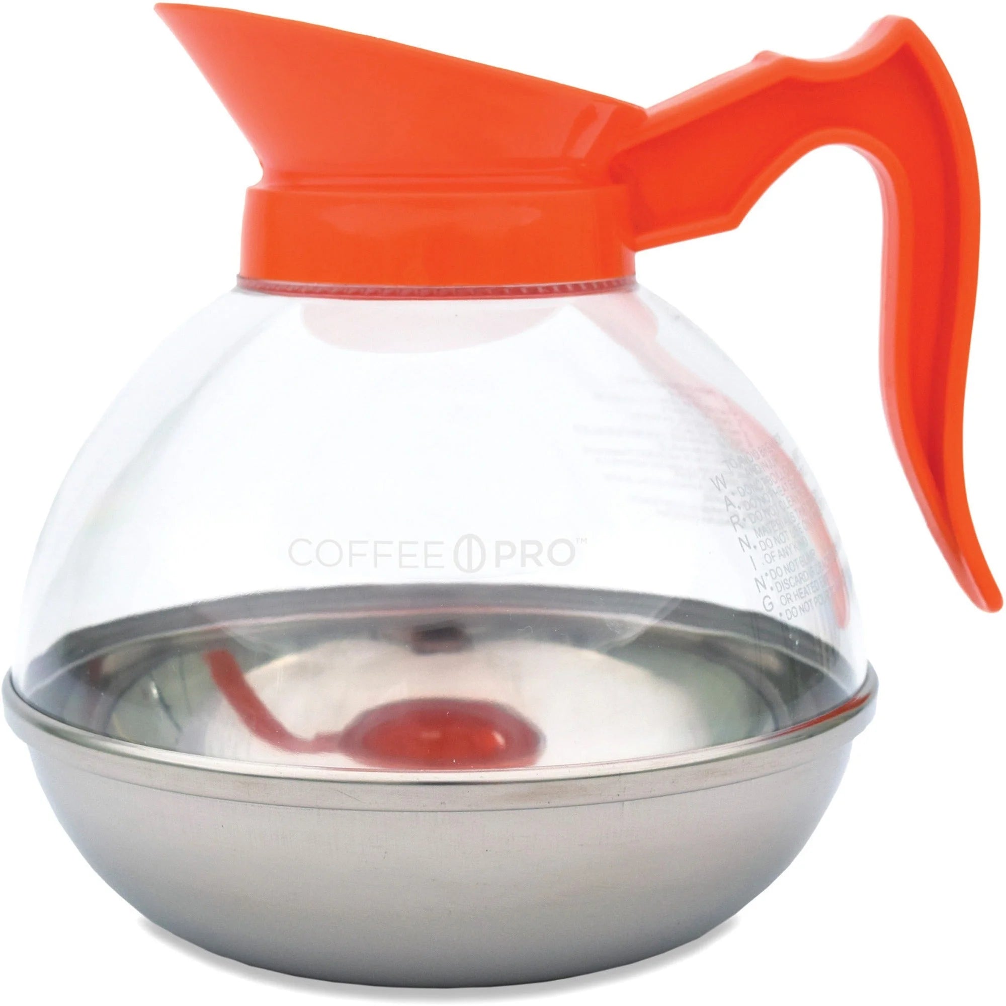 Coffee Pro Unbreakable 12-Cup Decanter: Clear Stainless Steel Body - Pots & Servers