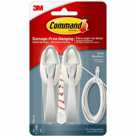 Command Cord Bundlers: Cable Organization Solution - White 2-Pack - Audio/Video Cables & Accessories