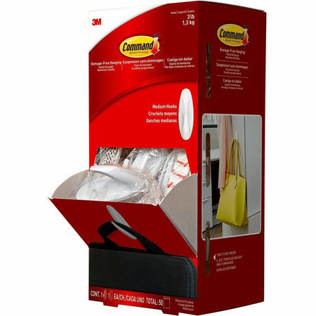 Command Hook Trial Pack - Medium - 3 lb (1.36 kg) Capacity - 3.1’’ Height x 1.1’’ Width Length - for Paint Wood Tile
