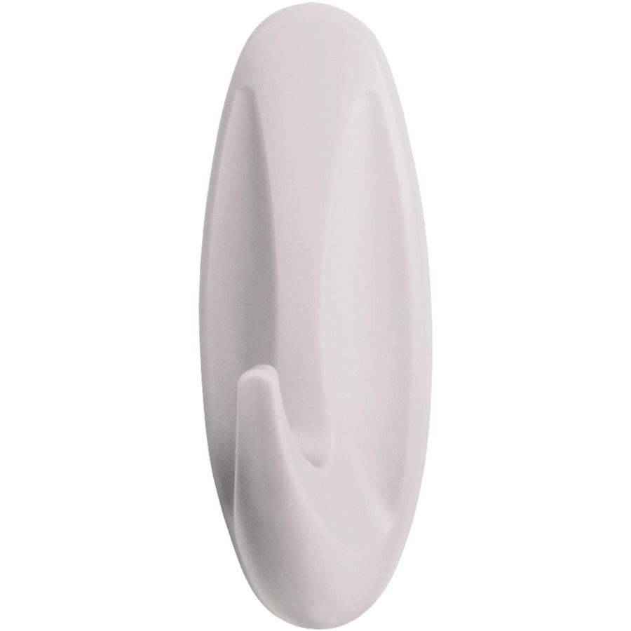Command Large Designer Hook - 5 lb (2.27 kg) Capacity - Plastic - White - 1 / Pack - Mounting Tape & Putty