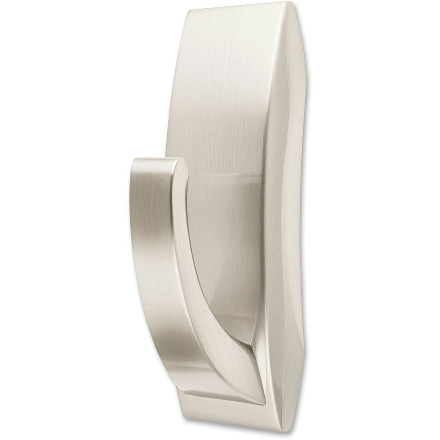 Command Large Modern Reflections Hook - 5 lb (2.27 kg) Capacity - for Painted Surface Wood Tile - Metal - Brushed