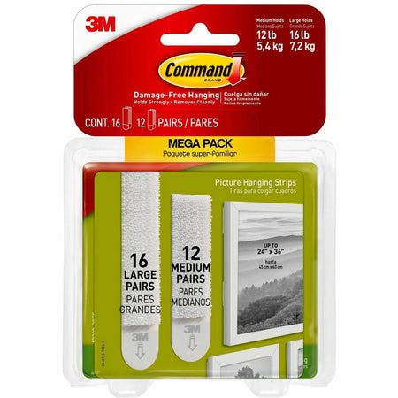 Command Picture Hanging Strips Mega Pack 3 lb (1.36 kg) White 28 / (MMM1720928ES) - Mounting Tape & Putty