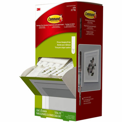 Command Picture Hanging Strips Trial Pack - 3 lb Capacity - White - 50/Carton - Mounting Tape & Putty