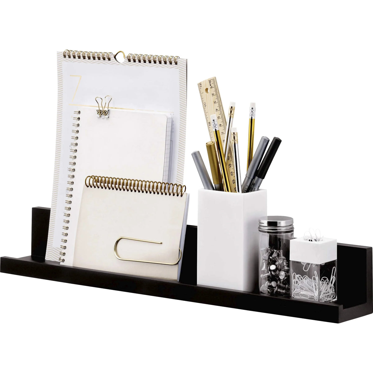 Command Picture Ledge: 3x3x21 Plastic Gray - 1 Unit - Mounting Tape & Putty