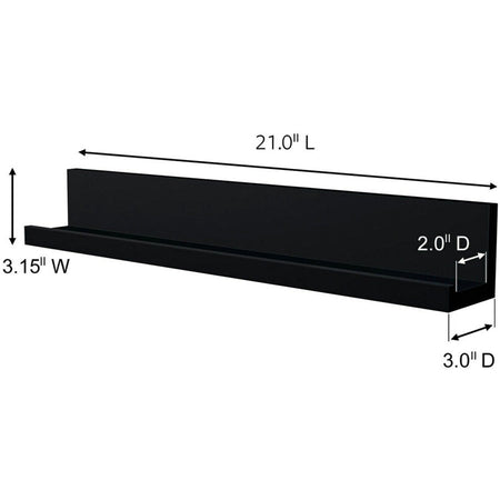 Command Picture Ledge - 3’’ Height x Width 21’’ Depth - Plastic - Gray - 1 Each - Mounting Tape & Putty