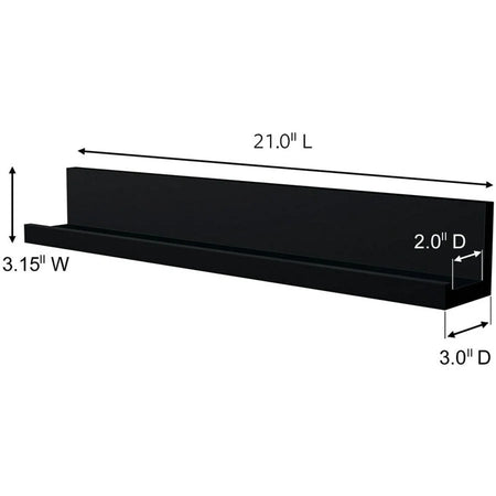 Command Picture Ledge: 3x3x21 Plastic Gray - 1 Unit - Mounting Tape & Putty