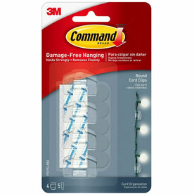 Command Round Cord Clips with Clear Strips - Clip - 4 / Pack - Mounting Tape & Putty