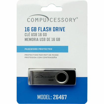 Compucessory 16GB Password Protected USB Flash Drive - Aluminum Shell - Memory & Drives