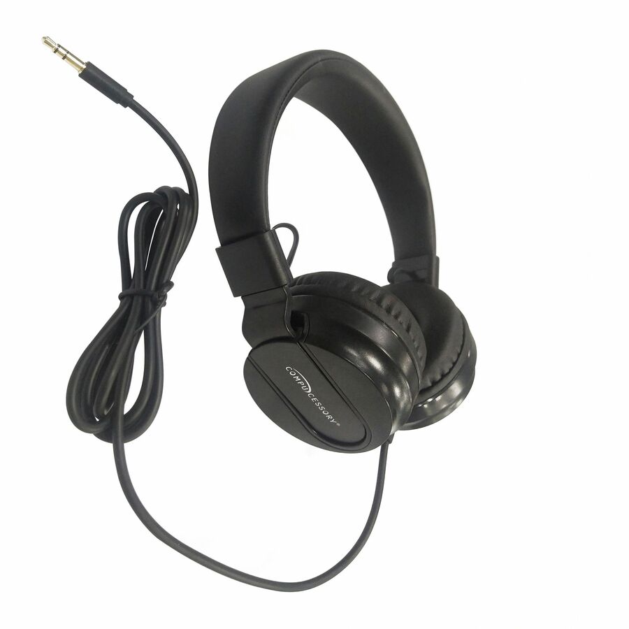 Compucessory Deluxe Stereo Headphones: Wired Binaural Over-the-head - Black - Headphones