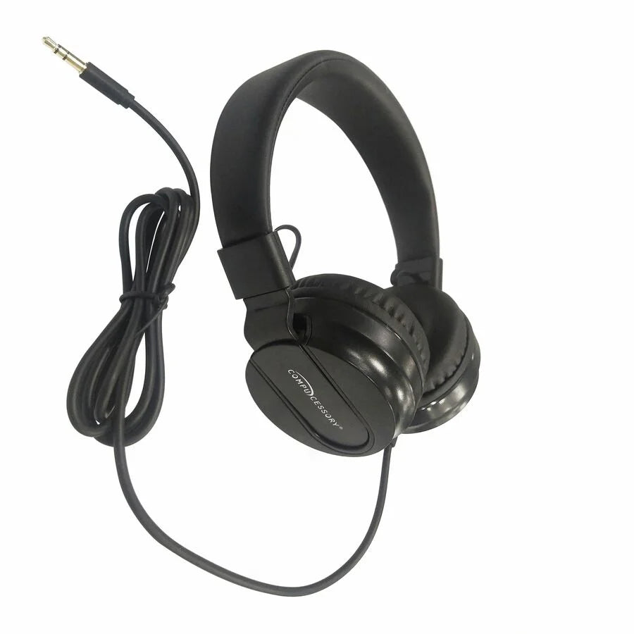 Compucessory Deluxe Stereo Headphones: Wired Binaural Over-the-head - Black - Headphones